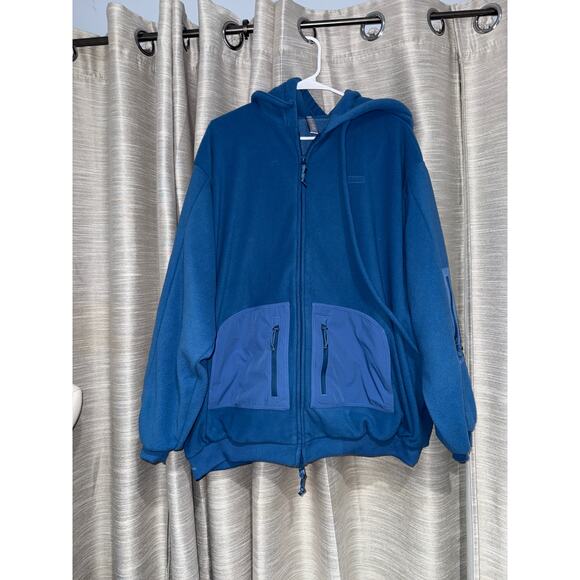 Skims oversized fleece zip up jacket in azure size small - NEW - Picture 1 of 4